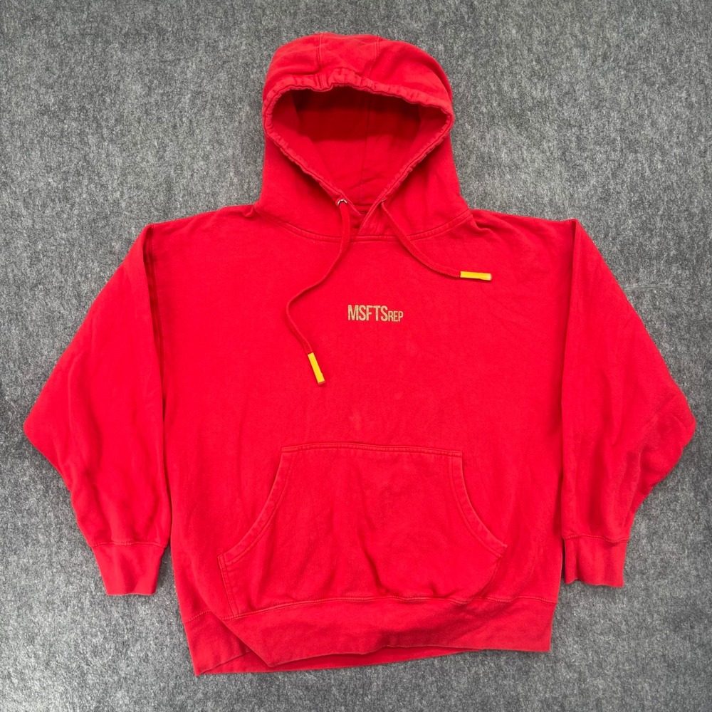 MSFTSrep Hoodie Mens XL Red Gold Logo Sweatshirt Streetwear Jaden Smith